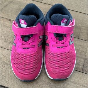 New Balance Kids Fuchsia and Gray Sneakers